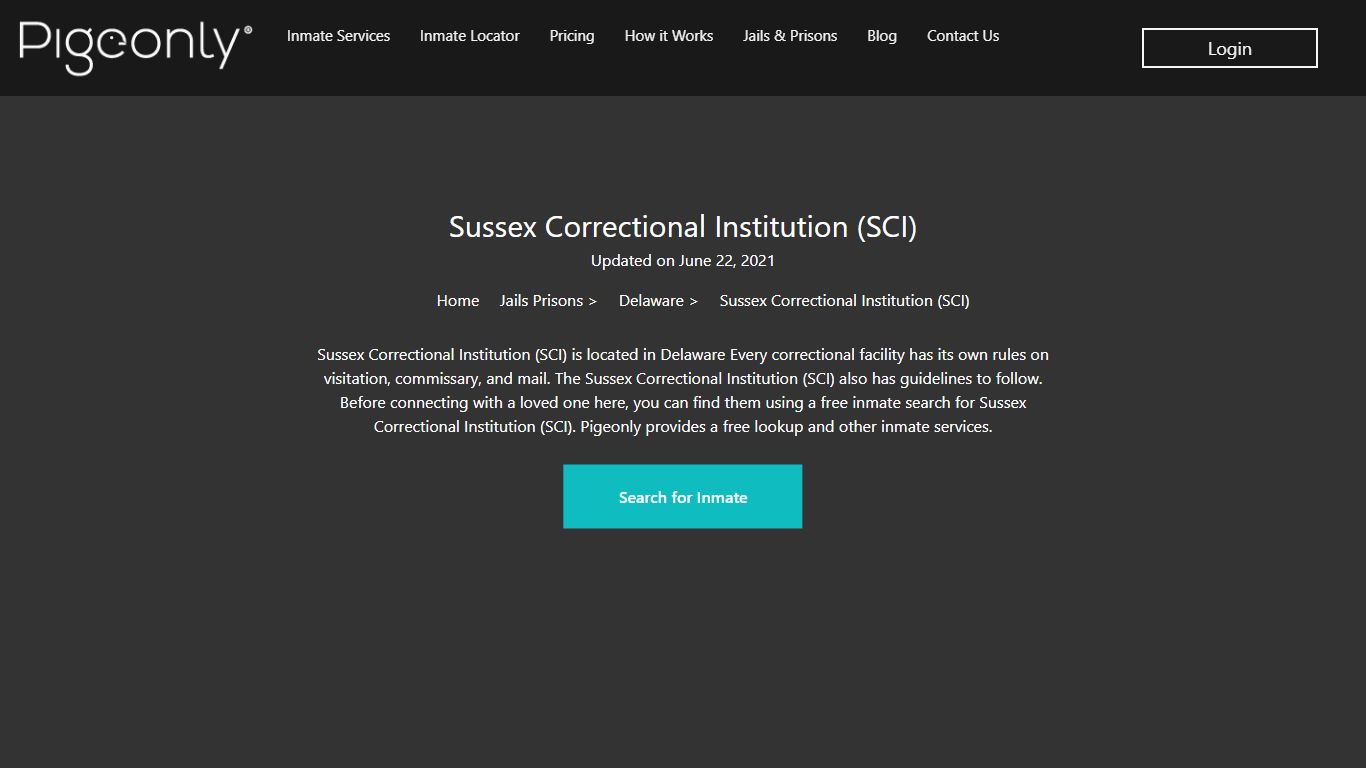 Sussex Correctional Institution (SCI) Inmate Search | Delaware